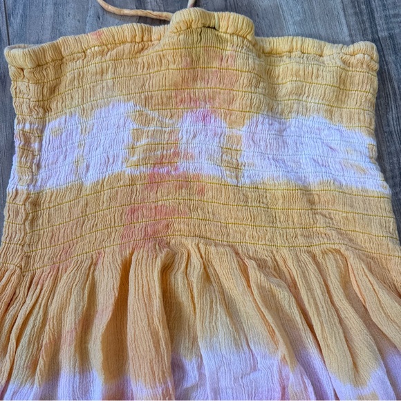 Cleopatra Halter Red Pink Yellow Tie Dye One Size Free Size Spring/Summer Dress - Picture 6 of 11